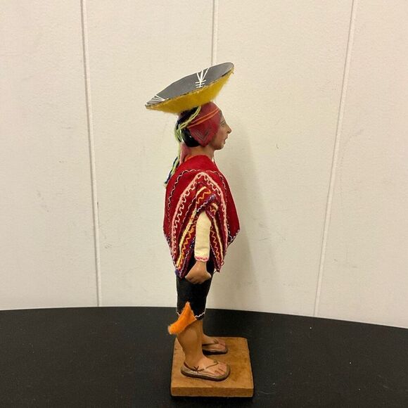 Vintage Handmade Mexican Aztec Peruvian Man With Bowl on Head Stand 9.5" - Picture 5 of 13